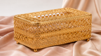 Vintage Gold Filigree Metal Tissue Box Cover