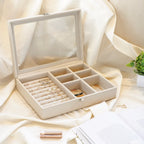 Velvet Jewelry Box With a Transparent Glass