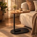 Minimalist C-Table | Sofa Side Table with Wood Top