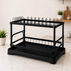 Black 2-Tier Metal Dish Drying Rack