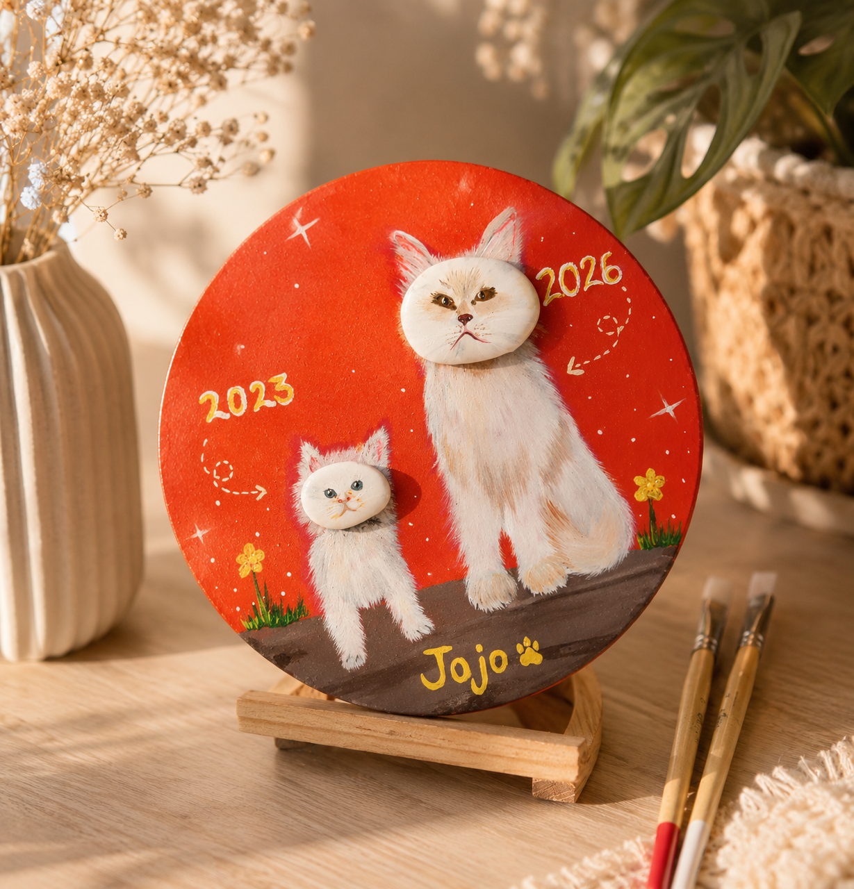 Hand-Painted Cat Plaque