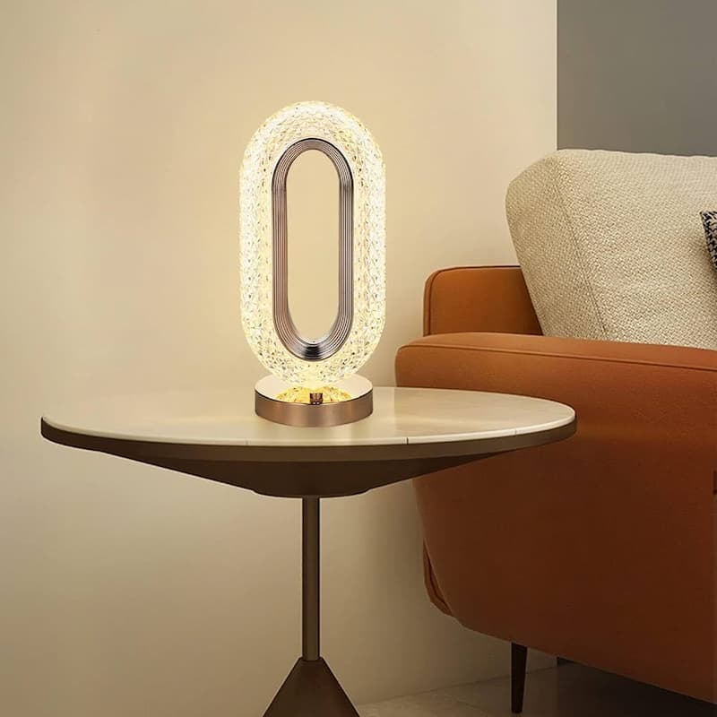 Oval Shaped Crystal Table Lamp