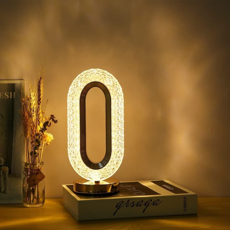 Oval Shaped Crystal Table Lamp